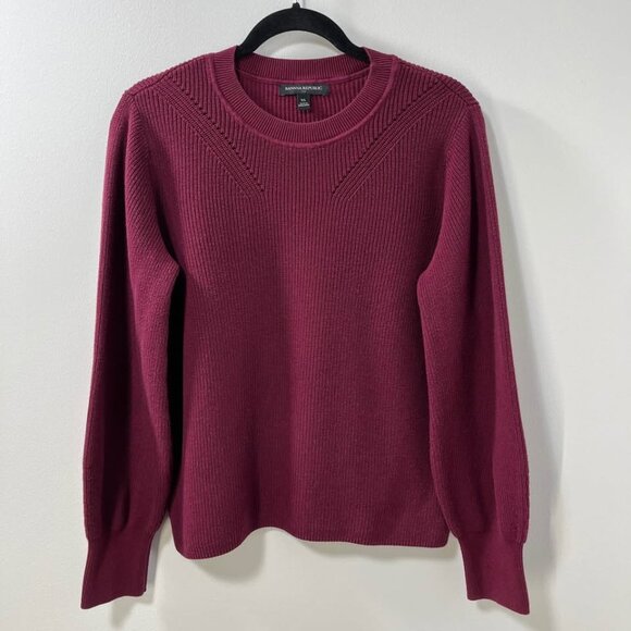 Banana Republic Burgundy Crewneck Textured Knit Classic Soft Sweater [size XL] - Picture 2 of 6